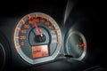 Closeup car dashboard. Speeding on 80 km per hour. Royalty Free Stock Photo