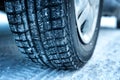 Closeup of car tires in winter Royalty Free Stock Photo