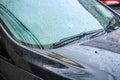 Closeup Car Wet Windshield Rain drop in Raining Season.