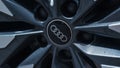 Closeup of car wheel with Audi logo Royalty Free Stock Photo