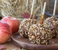 Nutty Caramel Apples Closeup Royalty Free Stock Photo