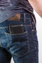 Closeup. Careless man with wallet on back pocket. Theft. Royalty Free Stock Photo