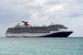 Closeup of a Carnival Cruise ship on the ocean