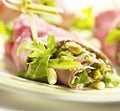 Closeup of carpaccio rolls with pesto Royalty Free Stock Photo