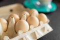 Closeup of a carton of fresh eggs