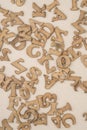 Closeup carved wooden alphabets as a background