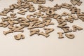 Closeup carved wooden alphabets as a background