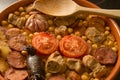 Closeup of a casserole of baked rice, typical dish of Valencia Royalty Free Stock Photo