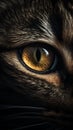 Closeup cat eye, portrait of animal on dark background. Royalty Free Stock Photo