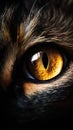 Closeup cat eye, portrait of animal on dark background. Royalty Free Stock Photo