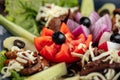 Caucasian snack appetizer platter with vegetables