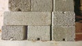 Closeup cement bricks square pattern for wall construction