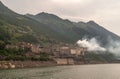 Closeup of cement plant along Yangtze in Xinling region, Badong, China Royalty Free Stock Photo