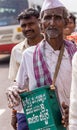 Closeup of CFO of pilgrims marching, Jamunai, Karnataka, India