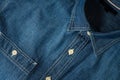 Closeup of Chambray jeans shirt, cloth background Royalty Free Stock Photo
