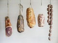 Closeup of charcuterie meat products