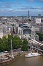 Closeup of Charing Cross station, Seen from London Eye, England Royalty Free Stock Photo