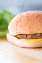Closeup of a cheese burger Royalty Free Stock Photo
