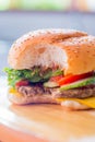 Closeup of a cheese burger Royalty Free Stock Photo