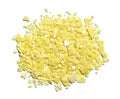 Closeup chemical ingredient on laboratory table Top View. Sodium sulfide flakes, a yellow appearance owing to the presence of Royalty Free Stock Photo