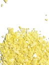 Closeup chemical ingredient on white laboratory table Top View. Sodium sulfide flakes, a yellow appearance owing to the presence Royalty Free Stock Photo