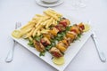 Luxury Shish Tawook chicken meal in outdoor restaurant