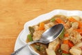 Closeup chicken stew with a spoon Royalty Free Stock Photo