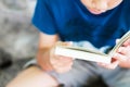 Closeup Child Reading Book