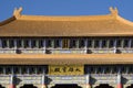 Closeup of Chinese temple roof and eaves