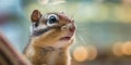 Closeup of Chipmunk over blurred background with bokeh