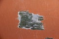 closeup of chipped paint on red wall Royalty Free Stock Photo