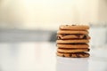 Closeup of chocolate american cookies with raisins