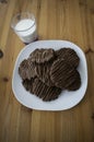 Closeup of chocolate biscuits in a white plate Royalty Free Stock Photo