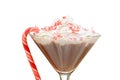 Closeup chocolate candy cane martini Royalty Free Stock Photo