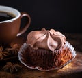 Chocolate Cupcake and Cup of Coffee Royalty Free Stock Photo