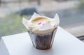 chocolate cupcake with a vanilla buttercream frosting Royalty Free Stock Photo