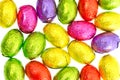 Closeup of chocolate easter eggs in colorful foil Royalty Free Stock Photo