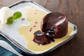 Closeup of chocolate lava cake Royalty Free Stock Photo