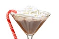 Closeup chocolate martini with peppermint stick Royalty Free Stock Photo