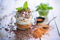 closeup of chocolate shavings topping on peppermint mocha