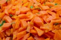 Closeup of chopped cooked carrots