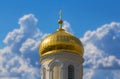 Christian church on blue cloudy sky background Royalty Free Stock Photo