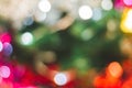 Closeup of Christmas tree background with bokeh light beautiful color variety.