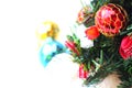 Closeup of christmas tree on white background