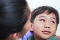 Closeup of chronic conjunctivitis with a red iris. Royalty Free Stock Photo