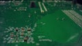 Circuit board of computer. Macro of integrated communication processor Royalty Free Stock Photo