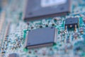 Closeup circuit board with electronic components Royalty Free Stock Photo