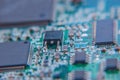 Trendy Closeup motherboard circuit board with electronic components Royalty Free Stock Photo