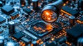 Closeup of Circuit Board with Magnifying Glass