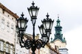 Closeup Old Black City Street Lamp Royalty Free Stock Photo